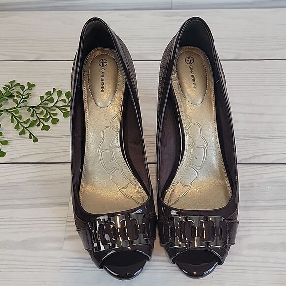 Giani Bernini Simone Peep Toe Faux Snakeskin Heels Womens Size 9M - Picture 2 of 11